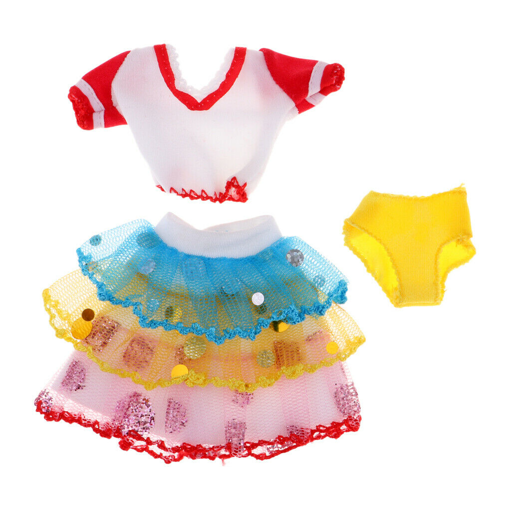 Fashionable Short Top Colorful Layered Dress Underpants Suit for 1/6 Neo Blythe