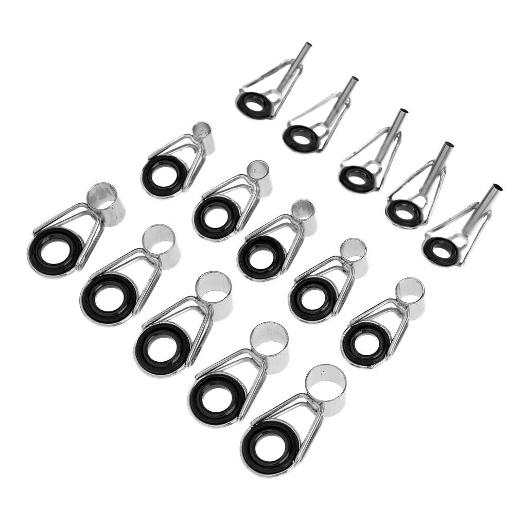 75pcs Fishing Rod Guides Tip Rings Set Rod Repair Kit DIY Eye Rings with Box