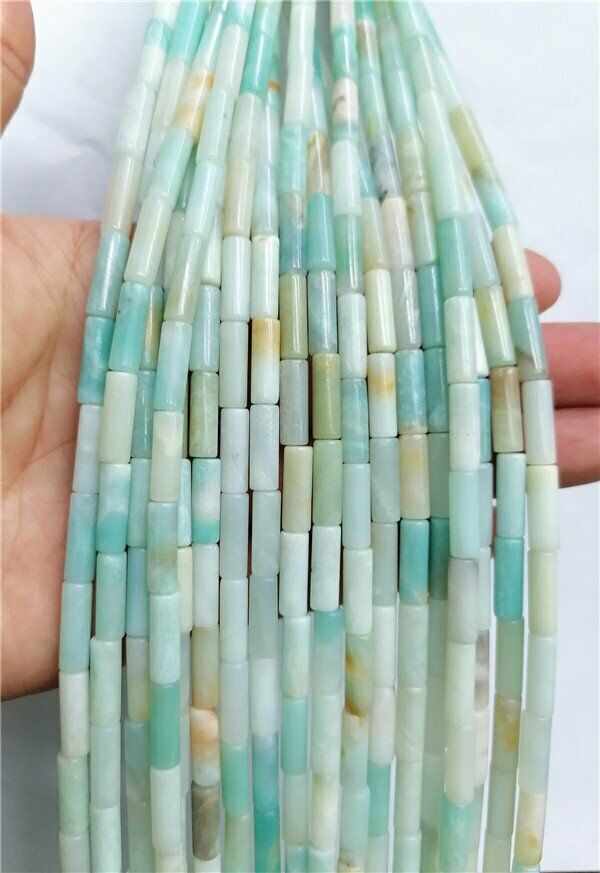 1 Strand 13x4mm Natural Blue Amazonite Gem Cylinder Spacer Beads 15.5inch HH7579