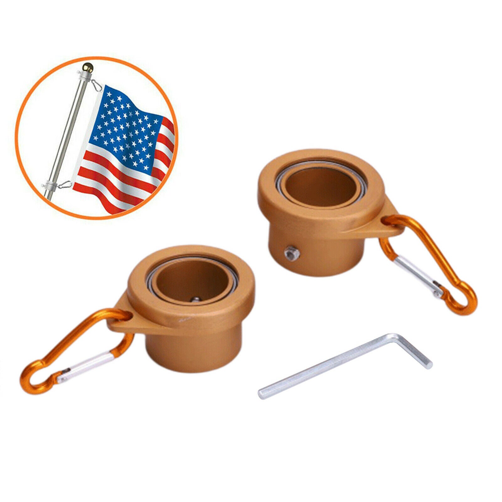 1 Pair Flag Pole Mounting Rings Anti-Wrap Grommet Clip for 1inch Flagpoles