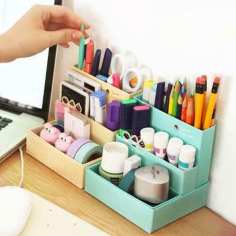 Paper Board Storage Box Desk Decor Stationery Makeup Cosmetic Case Organizer DIY
