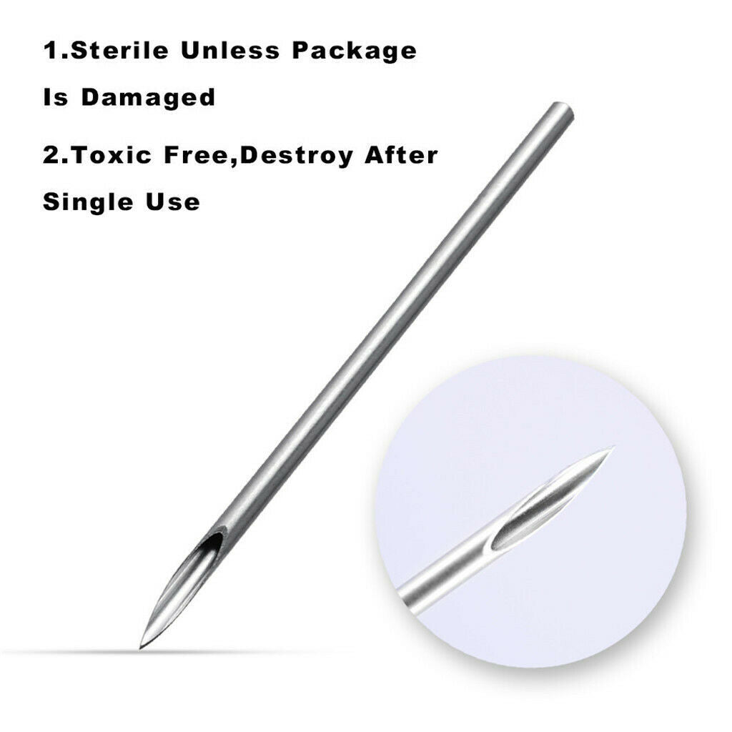 10pcs 14G Stainless Steel Piercing Body Needle For Lip Ear Navel Tattoo Skin