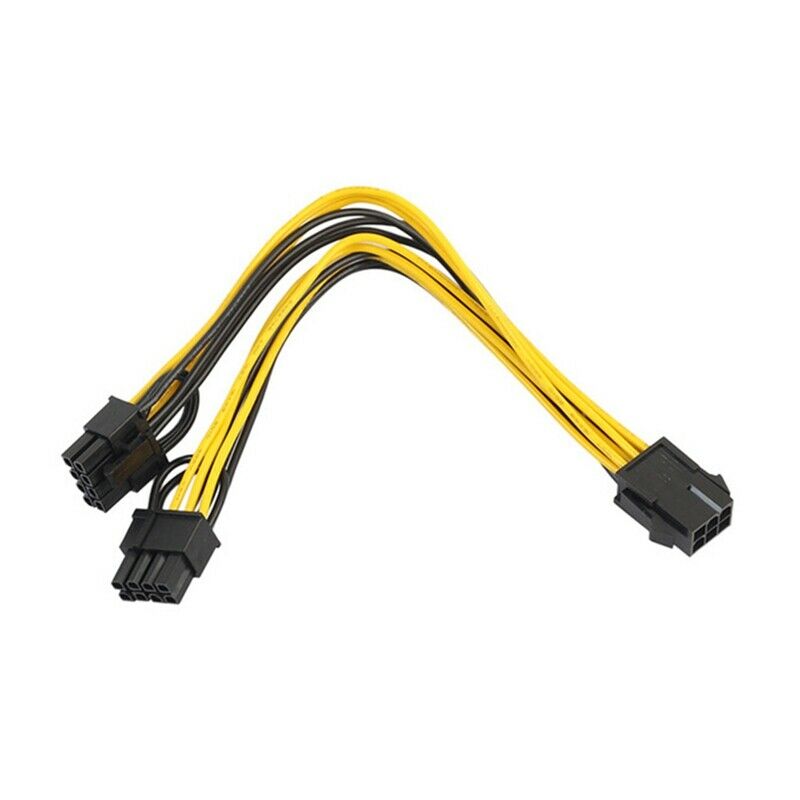 6PCS GPU VGA PCIe 6 Pin Female to Dual 2X 8 Pin (6+2) Male PCI Express PowerV3X5