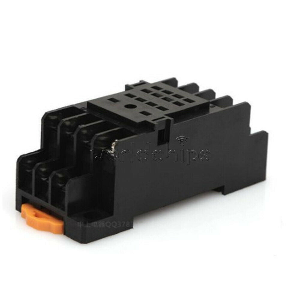 Black PYF14A DIN Rail Power Relay Socket Base 14 Pin for MY4NJ HH54P H3Y-4