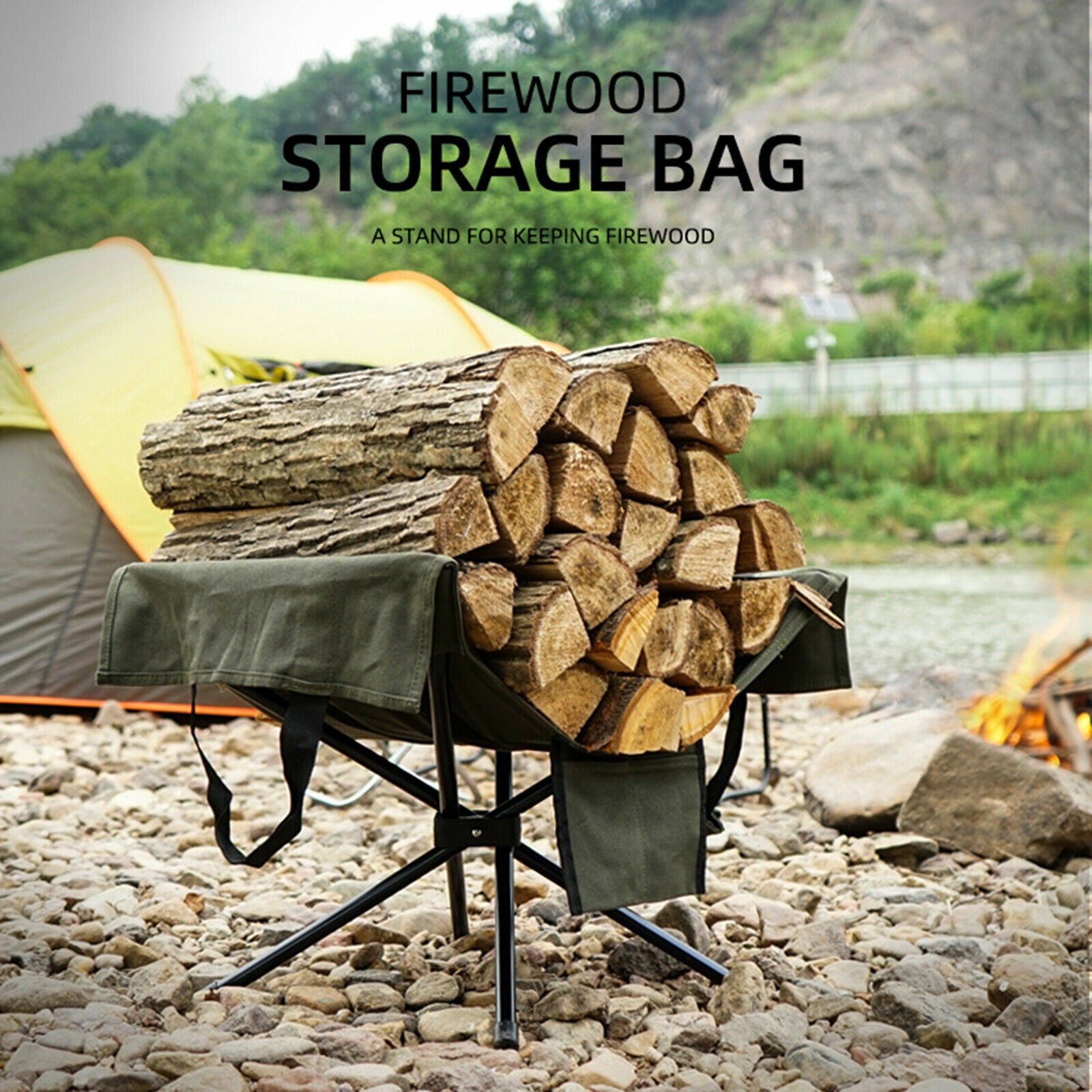 Firewood Carrier Heavy Duty Wood Tote Bag Log Holder for Camping Cooking