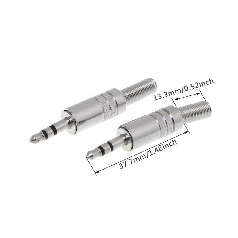 5 Pcs Metal 3.5mm 2 Ring 3P Stereo Jack Plug Cable Solder Adapter Terminal