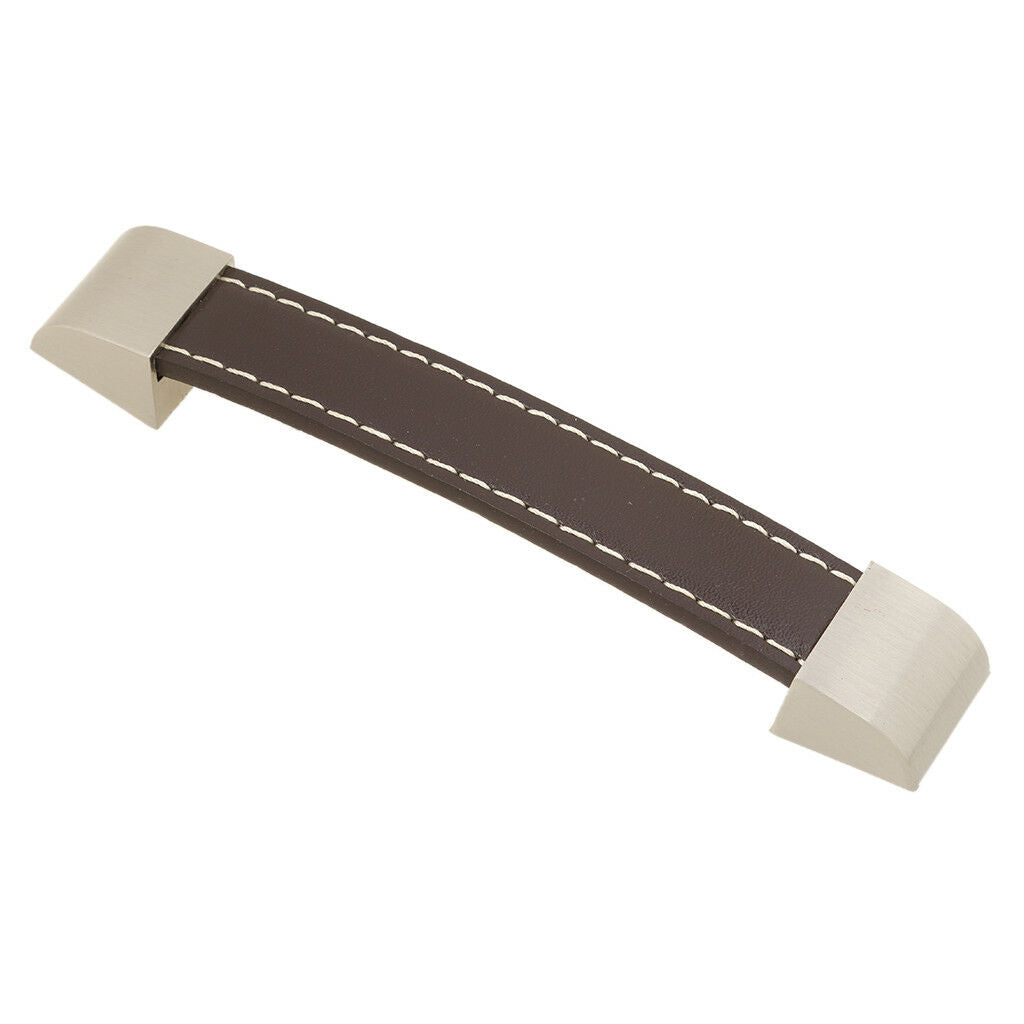 128mm Leather Furniture Door Suitcase Bag Drawer Cabinet Pull Handles -Brown