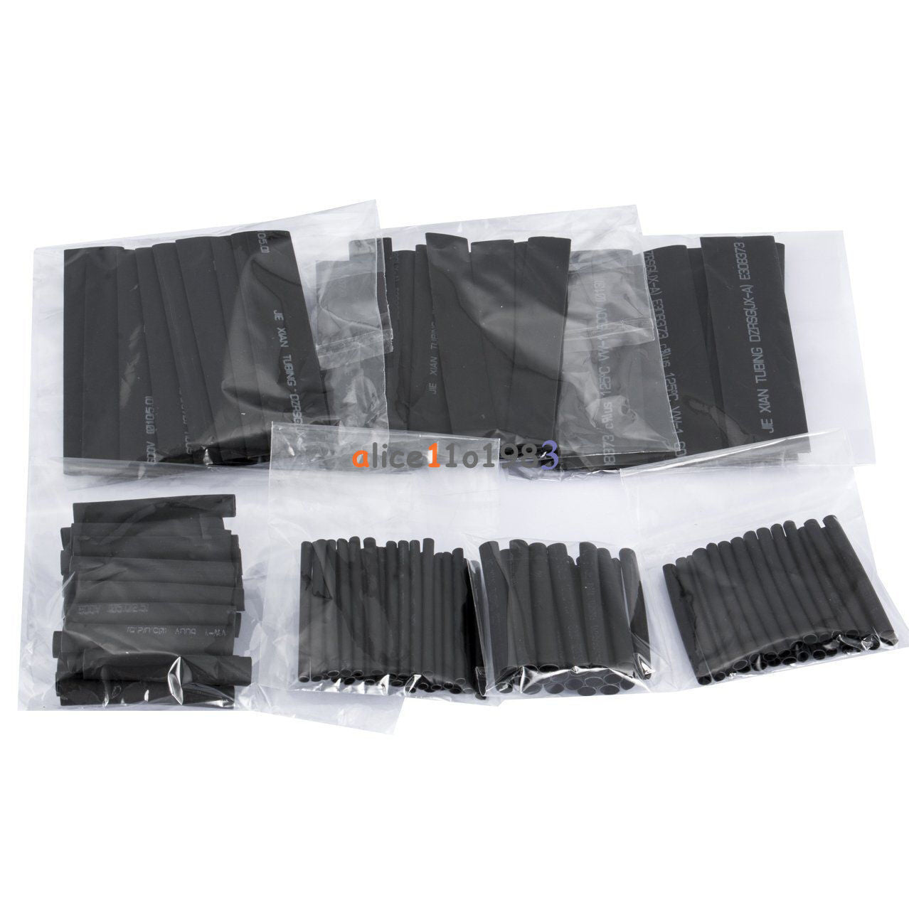 127Pcs Black Glue Weatherproof Heat Shrink Sleeving Tubing Tube Assortment Kit