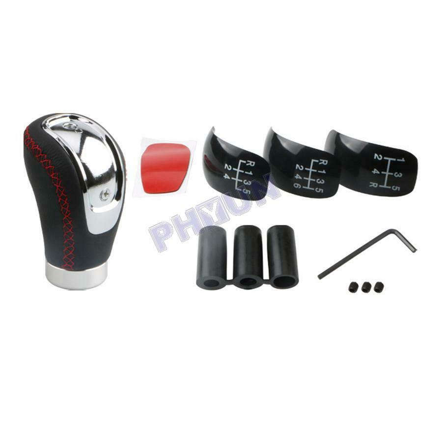 Black PU Leather Car Gear Shift Knob Manual Shifter Lever w/ Cap Cover Universal