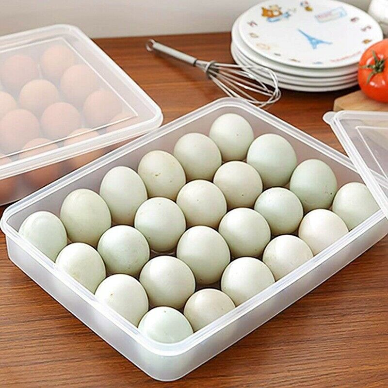 Egg Holder for Refrigerator, Deviled Egg Tray Cer with Lid Fridge Egg Storage E8