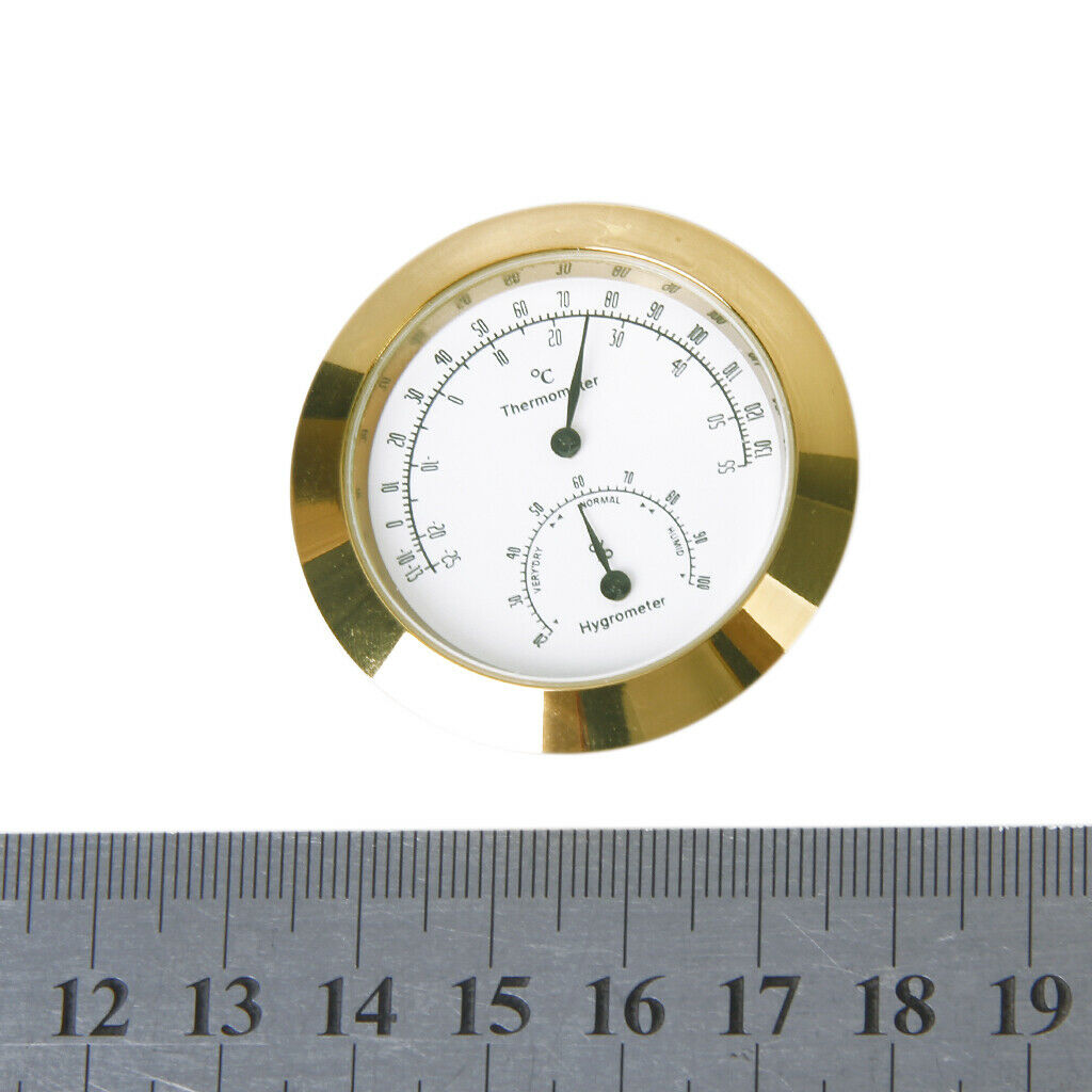 Golden Round Thermometer and Hygrometer for Guitar Violin Case 1pc