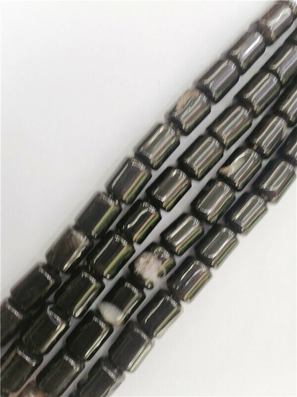 1 Strand 14x10mm Black Agate Cylinder Spacer Loose Beads 15.5inch HH8838