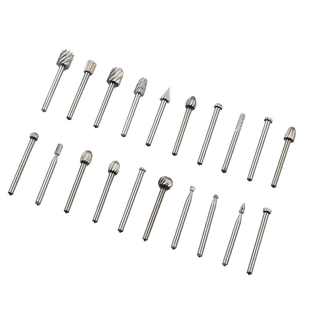 20pcs 1/8 Hex Shank Rotary Burr Set HSS Rotary  Burr Grinder Rotary Tool