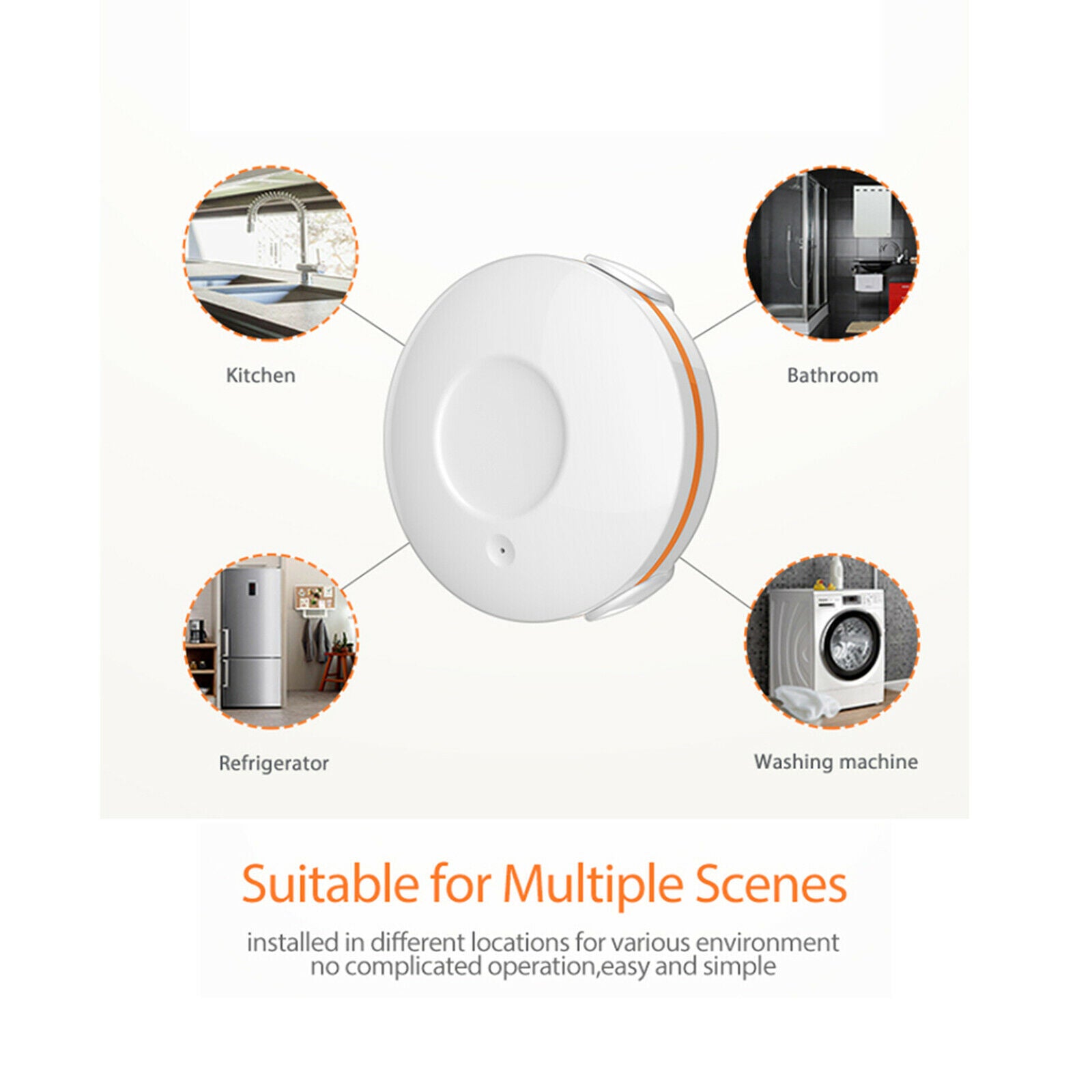 Zigbee Water Leak Sensor Alarm System Water Immersing Detector for Laundry