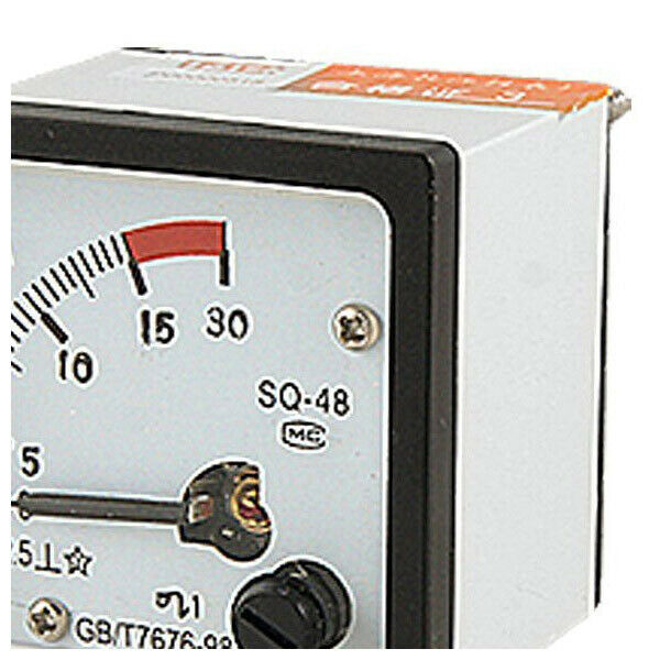 SQ48 Analog AC Current Panel Meter Ammeter 0-15A Gauge White + Black B3R2