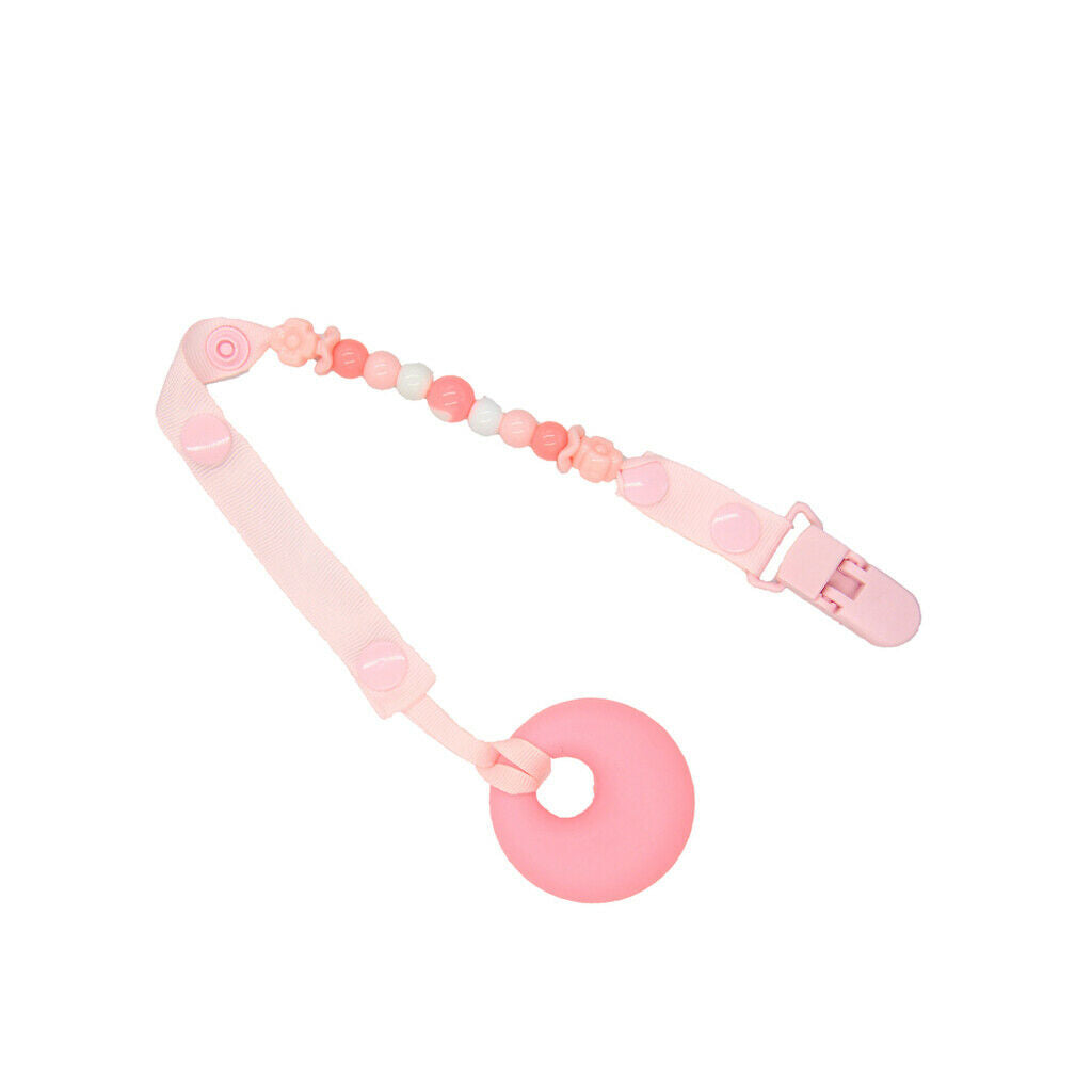 Baby Teething Necklace Kids Teether Nursing Beads Pendant Round Pink