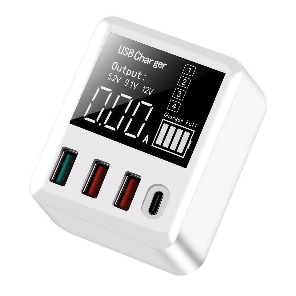 US Plug Fast Charging USB Charger 4 Ports Phone Charger LED Travel Wall Charger