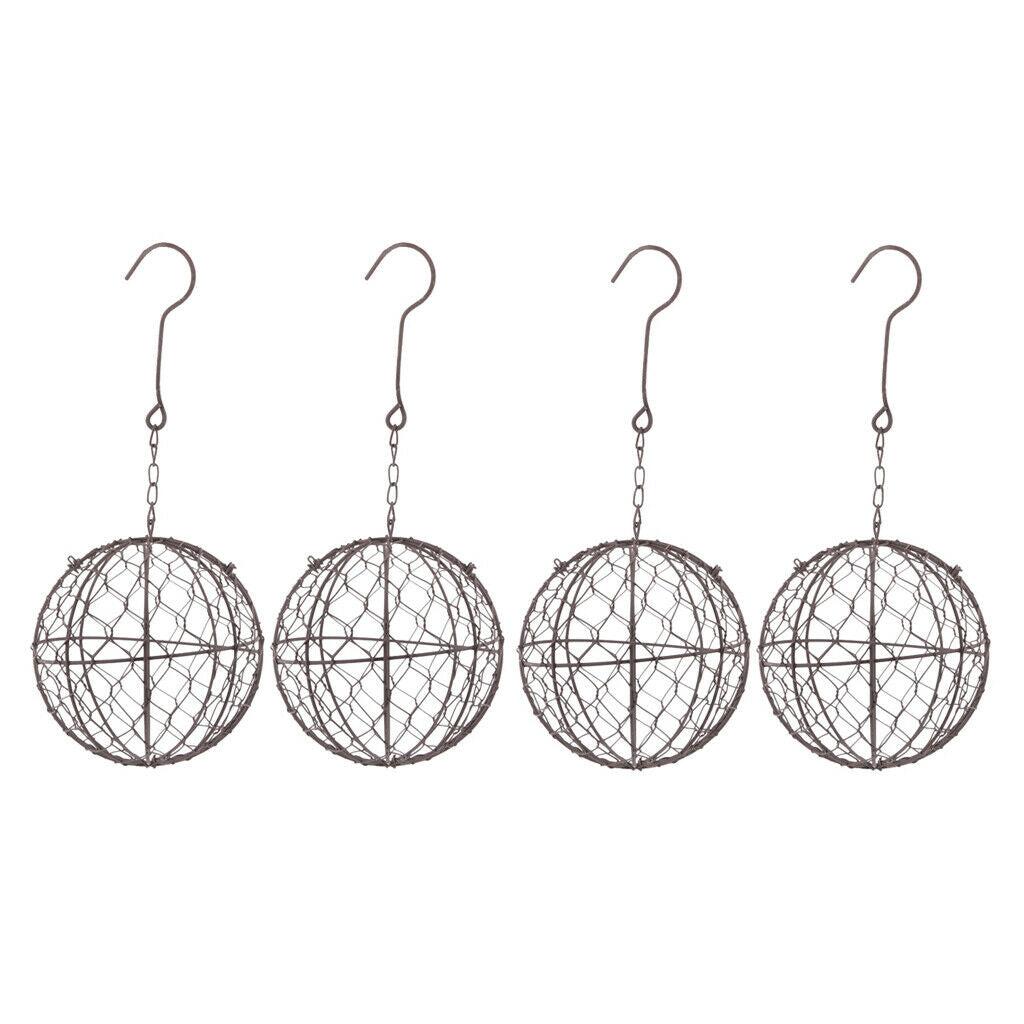 4Pcs Retro Iron Ball Shape Succulent Pot Metal Hanging Planter Plant Holders