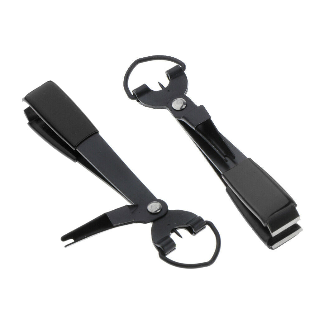 2pcs Quick Knot Tool 4 in 1 Fly Fishing Clippers Line Nipper Tying Tackle Black