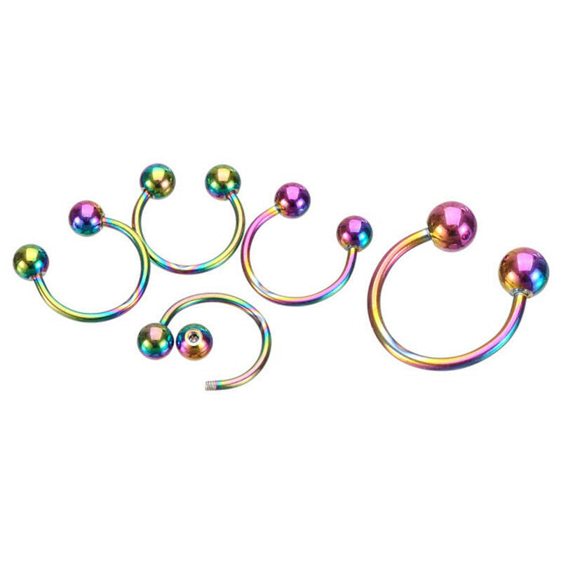 9PCS/Set Horseshoe Ring Body Piercing Eyebrow Jewelry Belly Tongue Bar Ri.l8