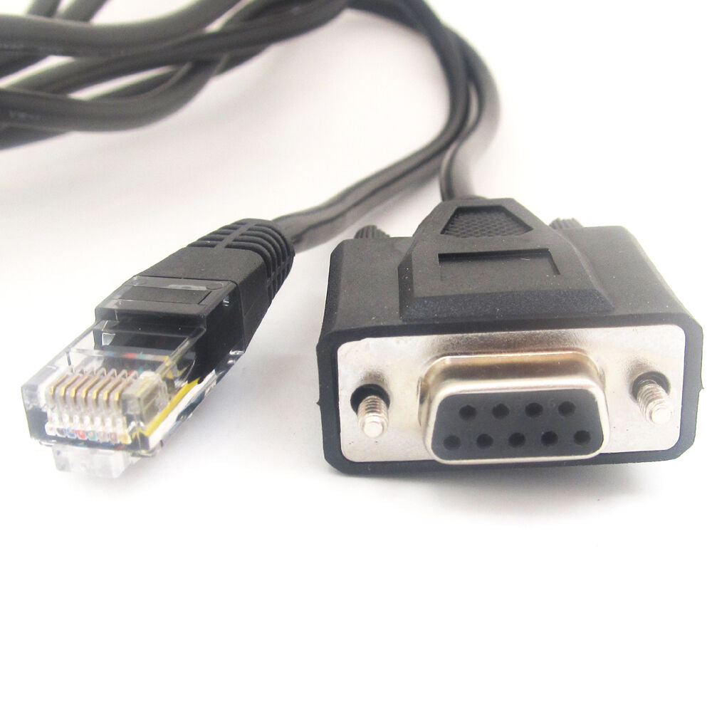 1pc 1.5M/5FT Black RJ45 Male to Serial DB9 9pin Female Lan Router Adapter Cable