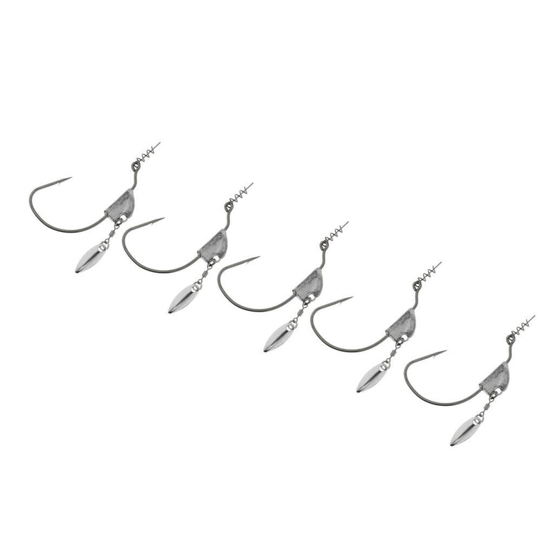 5pcs Lead Weighted Jig Fishing Hooks Worm Crank Hook With Spinners Spoon 7g