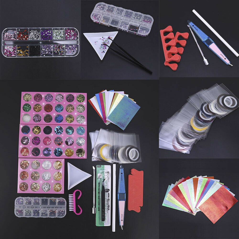 Professional Acrylic Powder Liquid Primer Tips Practice Nail Art DIY Tool Set CA