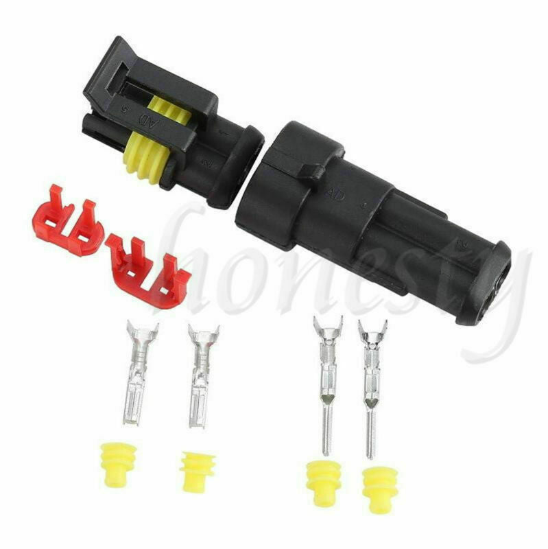 1 Set 2 PIN Way Sealed Waterproof Electrical Wire Connector Plug Car Auto