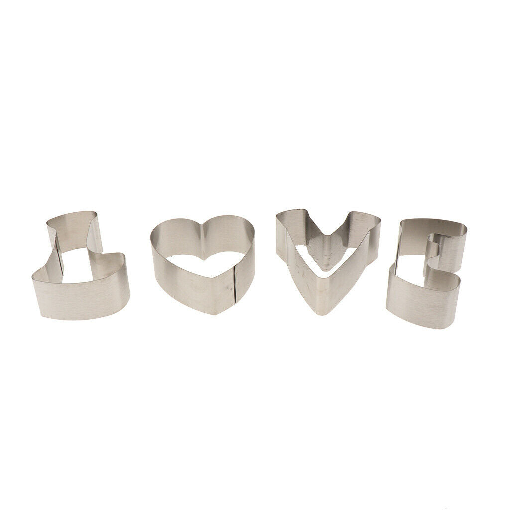 4pcs Cookie Biscuit Cutter DIY Stainless Steel Moulds Baking Tools LOVE