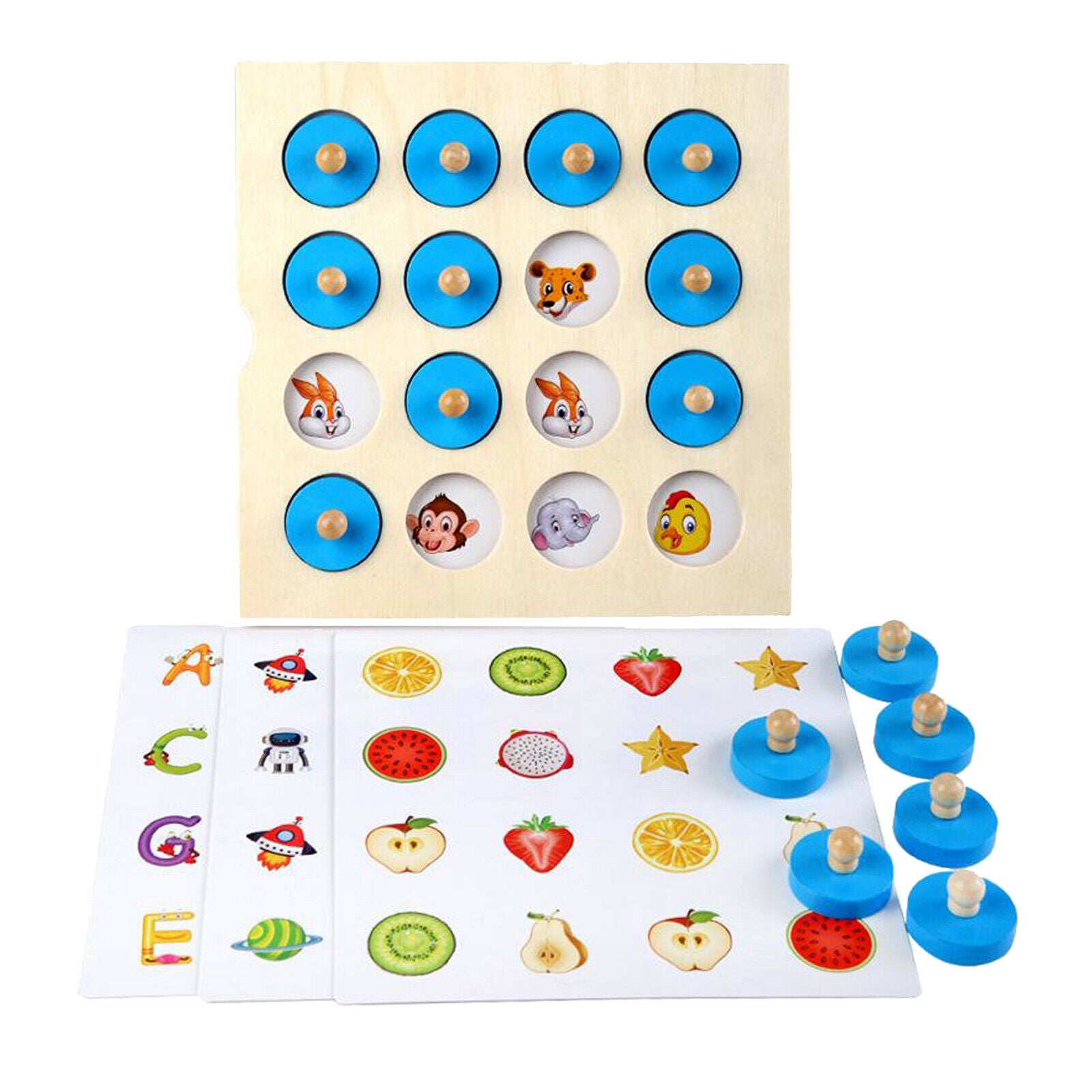 Children Wooden Memory Matching Chess Game Educational Toys for Girl Boys 3+