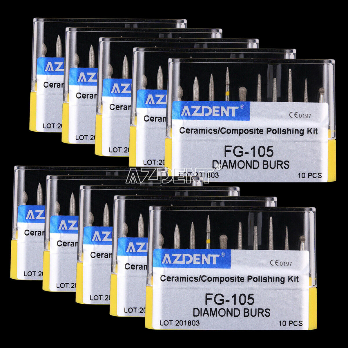 50kits Dental Turbine Diamond FG Burs Creamics/Composite Polishing FG-105 AZDENT