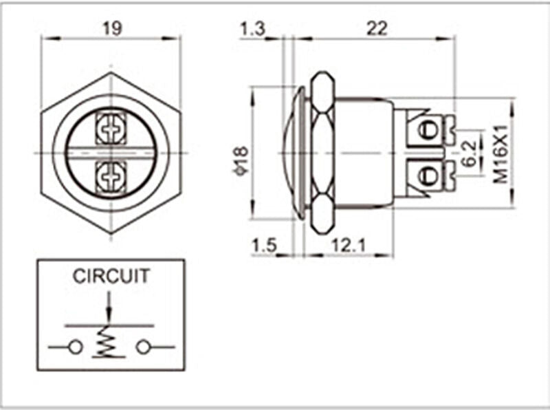 4x 16mm QN16-A2 Metal Round Circle Head Push Button Momentary Waterproof Switch