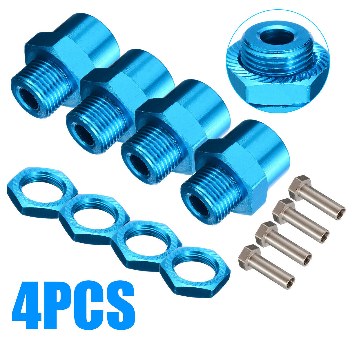 4pcs 12mm to 17mm Wheel Hex Conversion Adapter Extension for 1/10 RC Car Truck