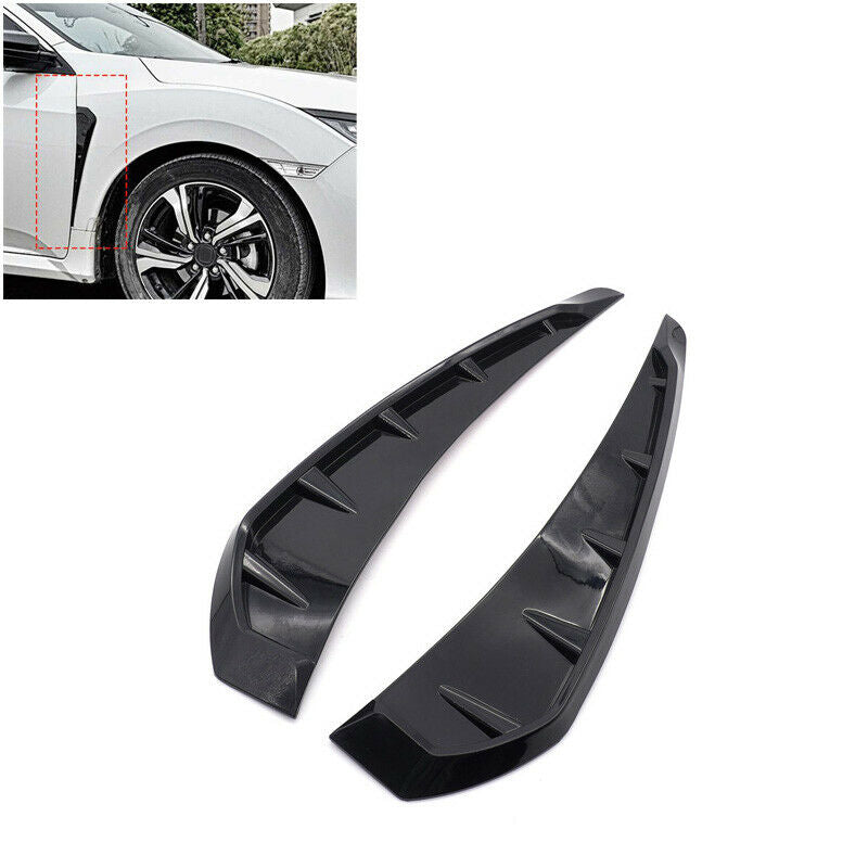2PCS Universal Car Glossy Black Side Door Fender Vent Air Wing Cover Trim Decor