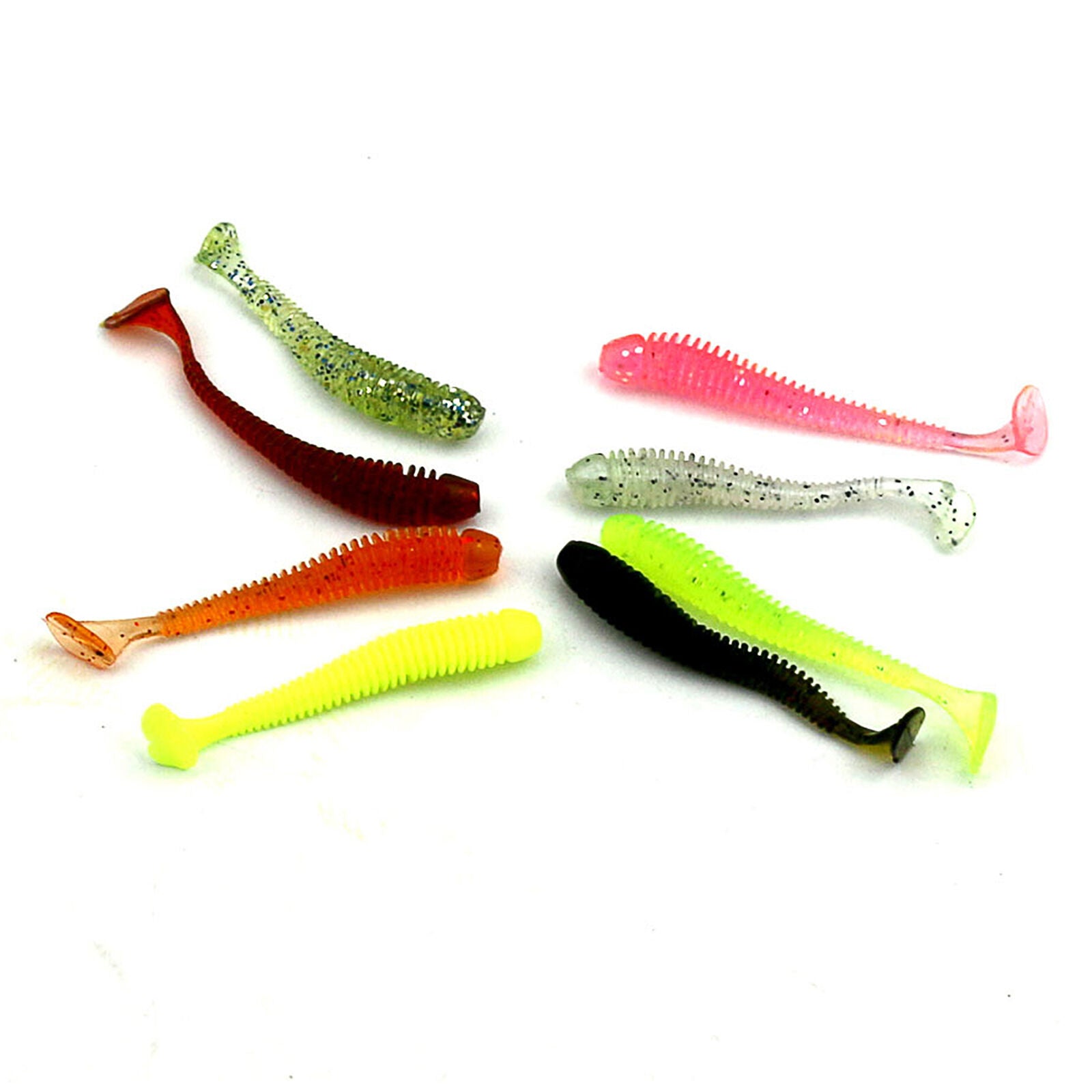 Lot 50pc Soft Plastic Lures Fishing Bait Single tail capuchin maggot Soft Tackle
