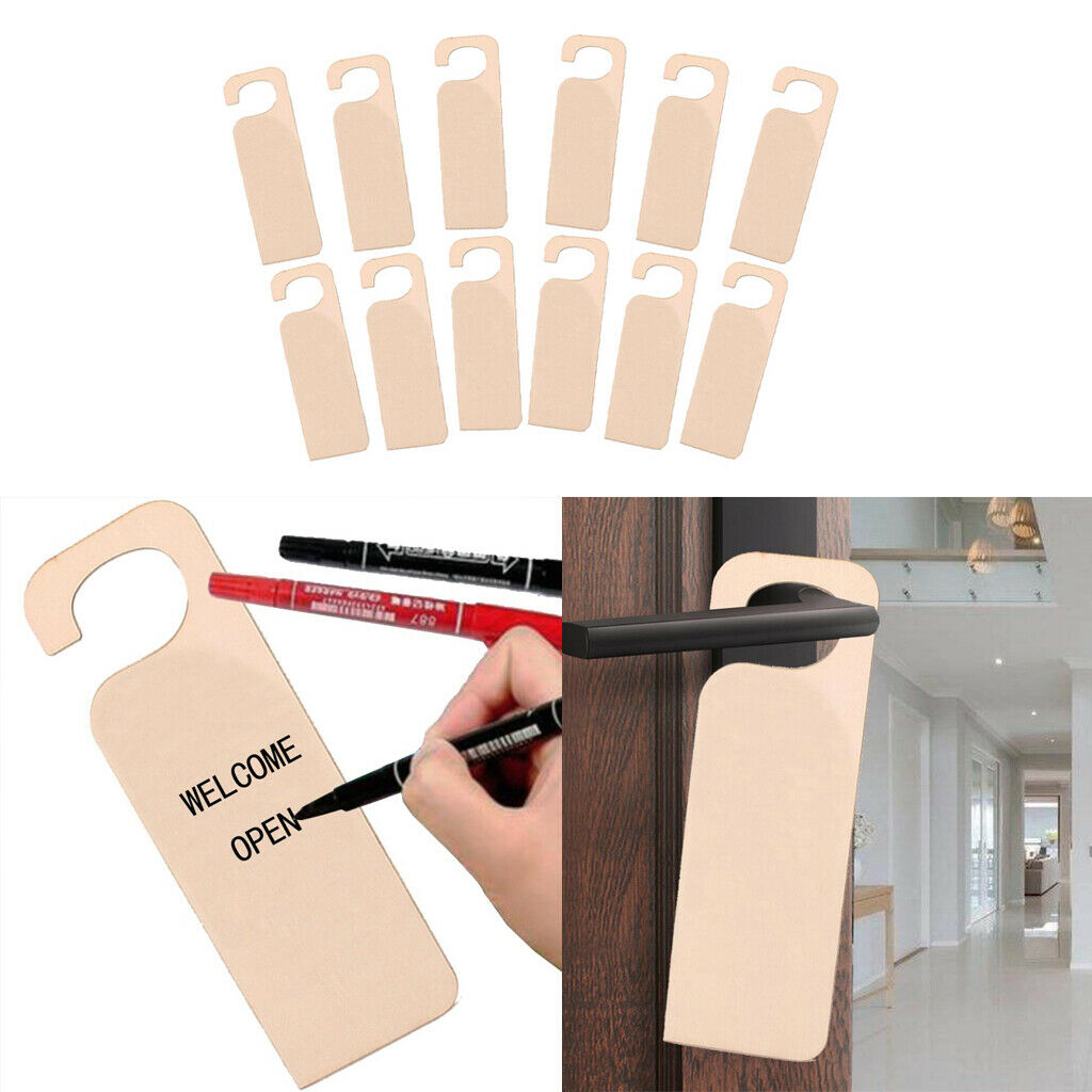 12x Unfinished Wooden Door Knob Hangers DIY Craft Hanging Warning Notice
