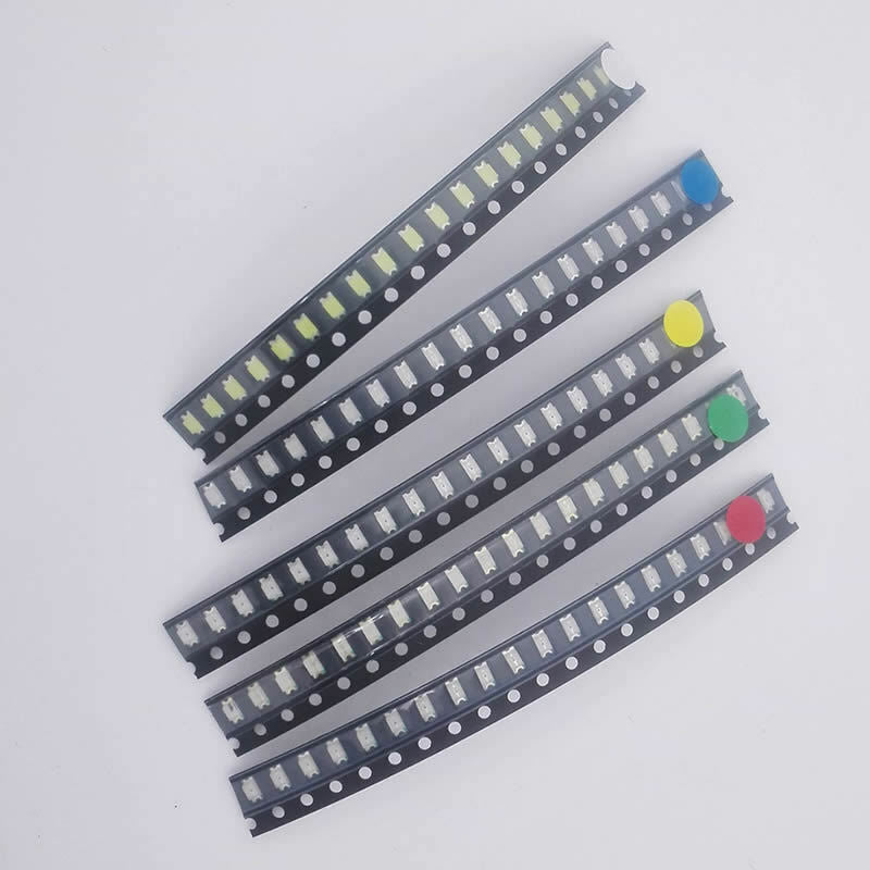 100pcs 5 Values 1206 SMD LED light Red White Green Blue Yellow Assotment Kit