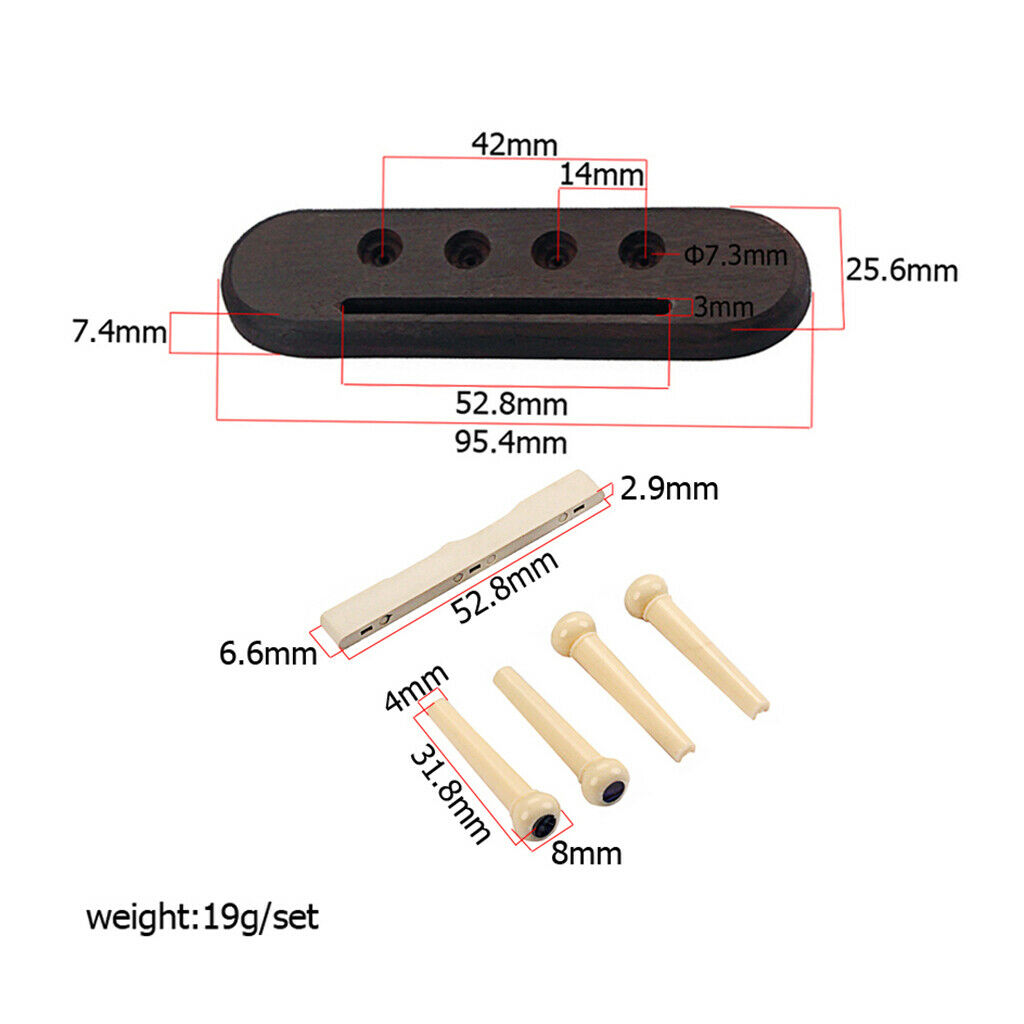 Guitar Ukulele Rosewood Bridge With The Pin Saddle Nut Set For That