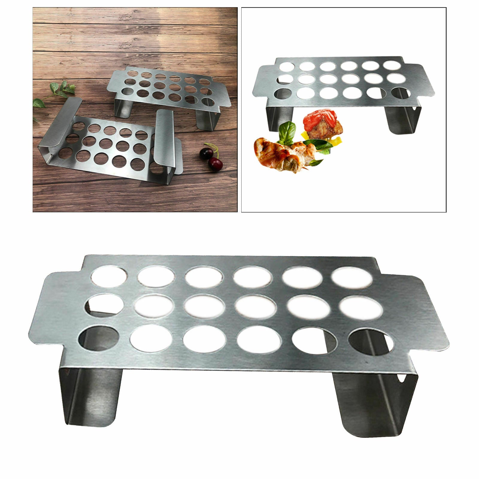 Stainless Steel BBQ Grill Rack Grill Net Shrimp Clip Holder Picnic BBQ Tool