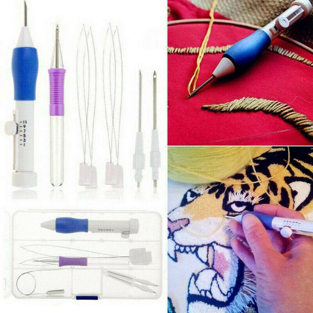 DIY Magic Embroidery Pen Set Punch Needle Stitching Knitting Sewing Tools US~~