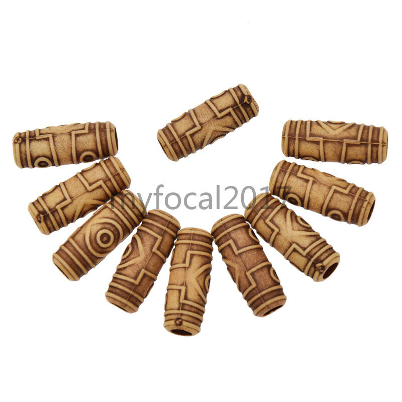 10 Pcs Wooden Color Dreadlock Hair Beads Hair Extension Fashion Jewelry Craft