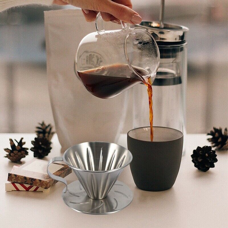 Stainless Steel Pour over Coffee Dripper Brewer Cone Filter Coffee Maker with J5