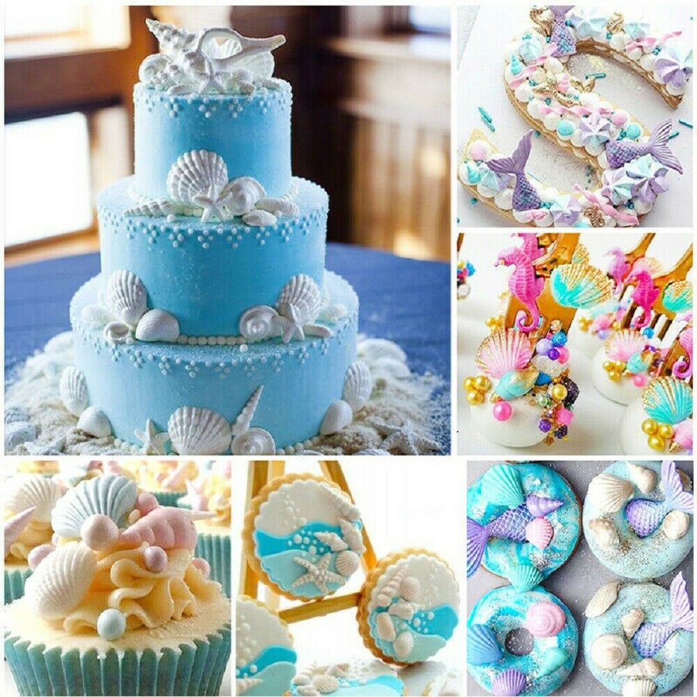 Sea Shell Silicone Fondant Mould Cake Sugarcraft Starfish Decorating Icing Mold-