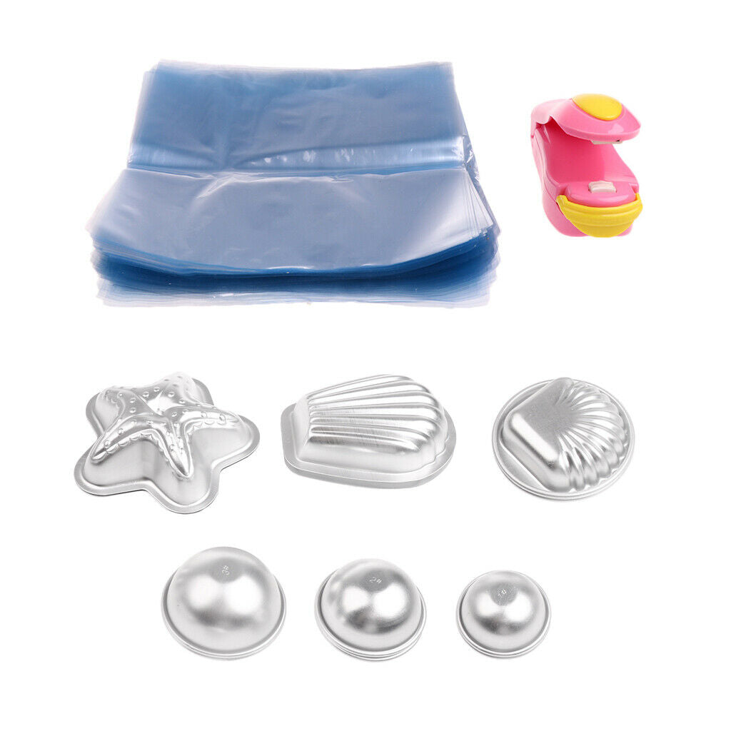 DIY Aluminum Alloy Bath Bombs Fizzies Mold Handmade Soap Shrink Wrap Set C
