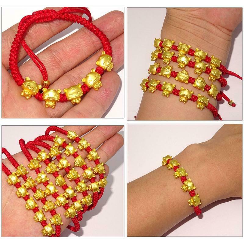 Adjustable Chinese Zodiac Sign Tiger Animal Charm Bracelet Red Rope Bracelet