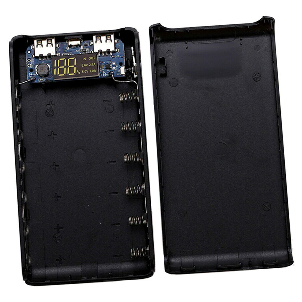 Dual USB  6x 18650 External Backup Battery Charger Box Case