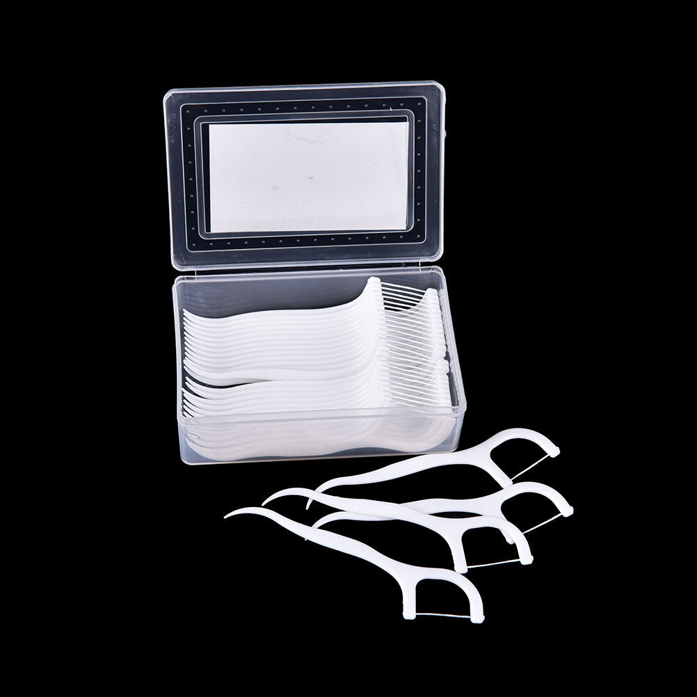 30Pcs/Box Sticks Health Tooth Clean Picks Dental Floss Flosser Toothpicks.l8