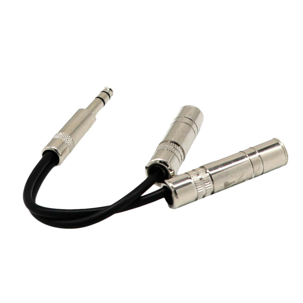 6.35mm Stereo Plug Male to Dual 6.35mm   Female Splitter Cable