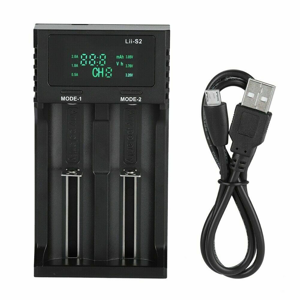 2-Bay Smart Battery Charger Digital Display LiitoKala LII-S2 for 18650 26650 AAA