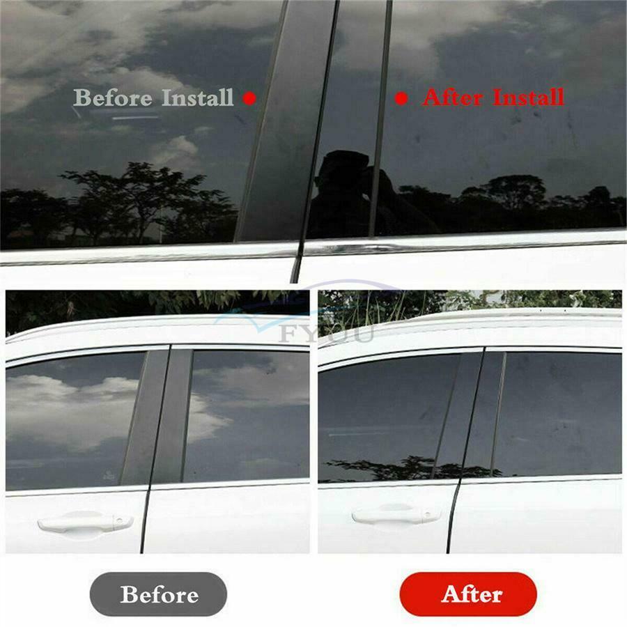 6 × Car Front Rear Side Door Window Black Decoration Strip For Kia Forte 2019-21